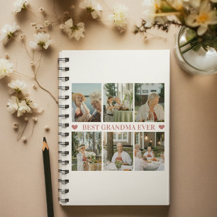 Best Grandma Ever Photo Collage – Gift with Hearts Notebook