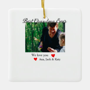 Best Grandma ever photo collage we love you name Ceramic Ornament