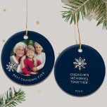 Best Grandma Ever Photo Ornament<br><div class="desc">Celebrate the heartwarming connection between generations with this Best Grandma Ever Photo Ornament. The front proudly showcases a cherished photo of a grandmother with her beloved grandchildren, capturing the joy and love they share. On the back, "Cherished Memories Together" elegantly encapsulates the special moments created as a family, while the...</div>