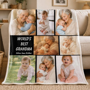 Best Grandma Ever Photo   Personalised Grandparent Fleece Blanket