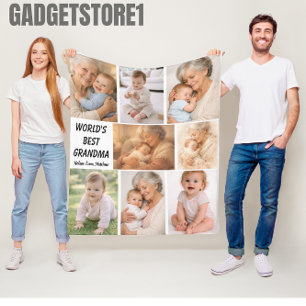 Best Grandma Ever Photo   Personalized Grandparent Fleece Blanket