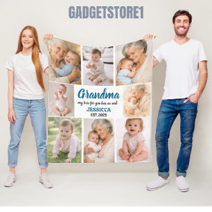 Best Grandma Ever Photo   Personalized Grandparent Fleece Blanket