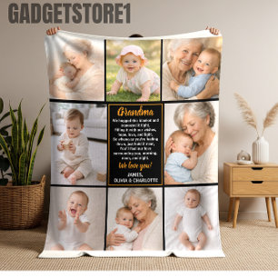 Best Grandma Ever Photo   Personalized Grandparent Fleece Blanket