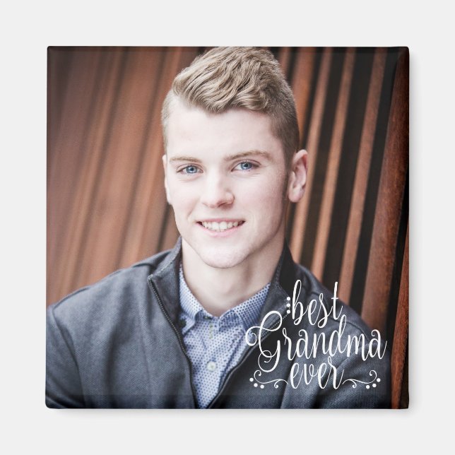 Best Grandma Ever Photo Typography Magnet (Front)