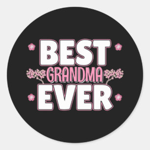 Best Grandma Ever - Pink Cherry Blossoms Classic Round Sticker