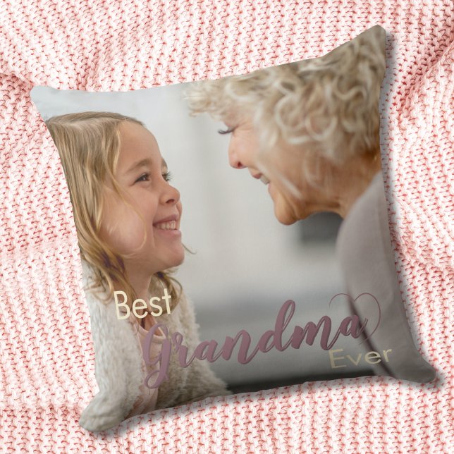 Best Grandma Ever Pink Heart Throw Pillow (Creator Uploaded)