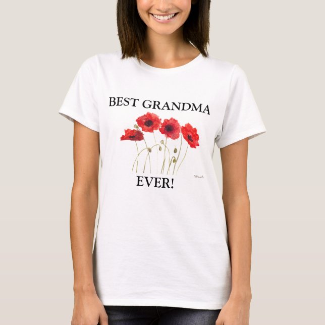 Best Grandma Ever Poppies watercolor red T-Shirt (Front)