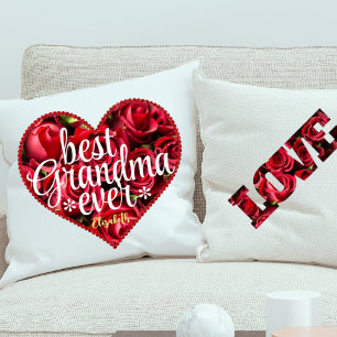 Best Grandma Ever Red Heart Keepsake Mothers Day Cushion