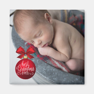 Best Grandma Ever Red Holiday Photo Magnet