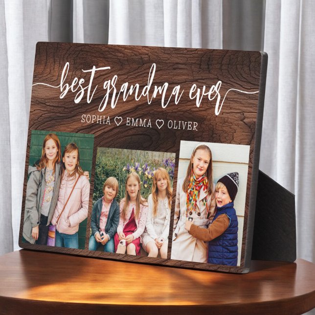 Best Grandma Ever - Rustic Wood Photo Collage Plaque (Creator Uploaded)