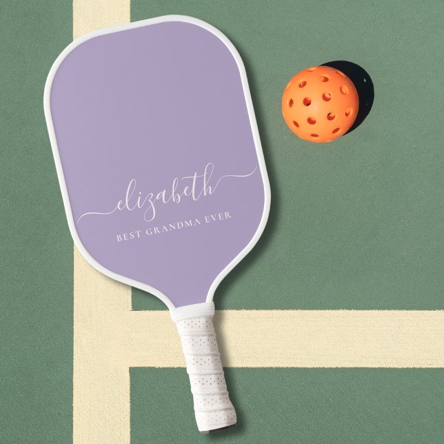 Best Grandma Ever Script Monogram Lavender Pickleball Paddle (Creator Uploaded)
