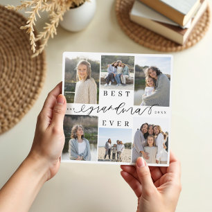 Best Grandma Ever Script Photo Collage Keepsake Plaque