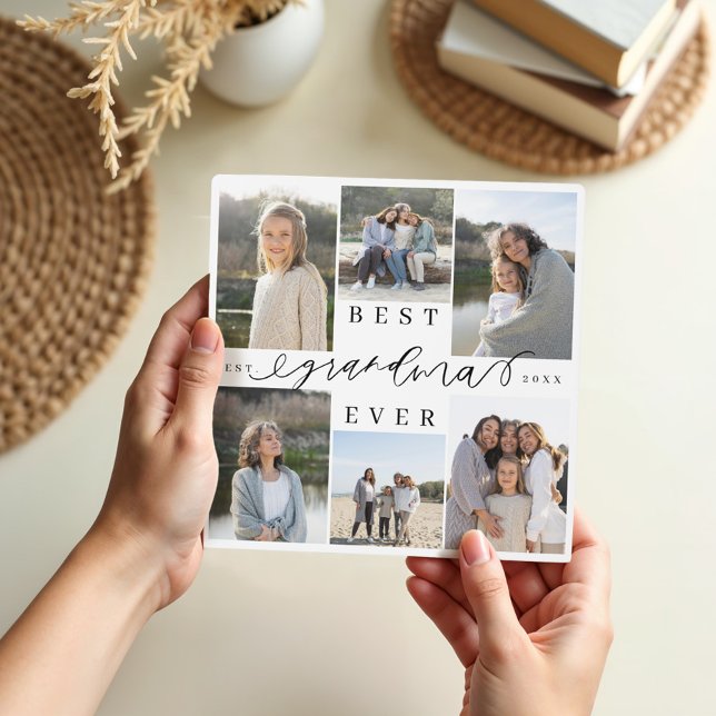 Best Grandma Ever Script Photo Collage Keepsake Plaque (Best Grandma Ever Script Photo Collage Keepsake Plaque)