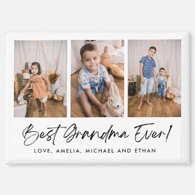 Best Grandma Ever Three Photo Magnet (Front)