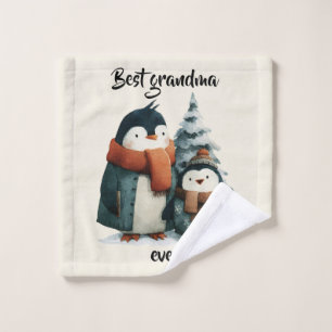 Best Grandma Ever Winter Penguins Bath Towel Set