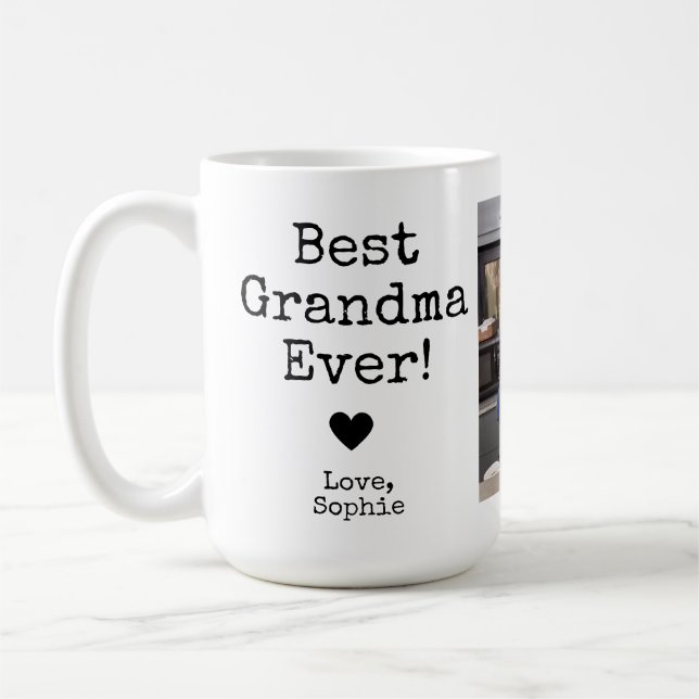 Best Grandma Ever with Picture | Custom Text Coffe Coffee Mug (Left)
