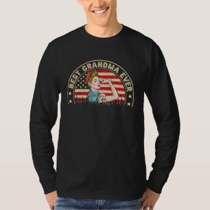 Best Grandma Ever Women American Flag Vintage Deco T-Shirt