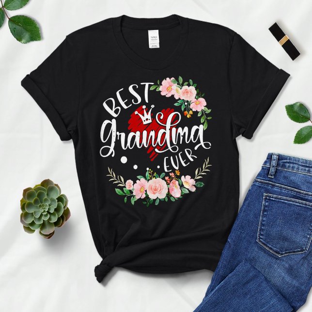  Best Grandma Ever, Womens Girls Tee, Flower T-Shirt (Creator Uploaded)