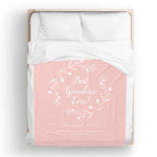 Best Grandma Family Keepsake Grandkids Chic Pink Fleece Blanket