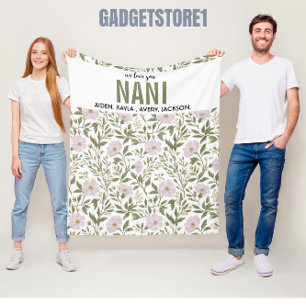 Best Grandma flower Ever   Happy Grandparents day Fleece Blanket