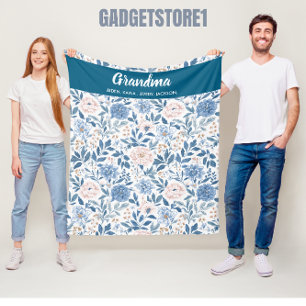 Best Grandma flower Ever   Happy Grandparents day Fleece Blanket