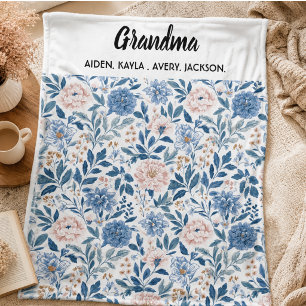 Best Grandma flower Ever   Happy Grandparents day Fleece Blanket