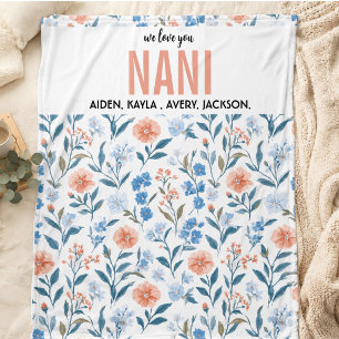 Best Grandma flower Ever   Happy Grandparents day Fleece Blanket