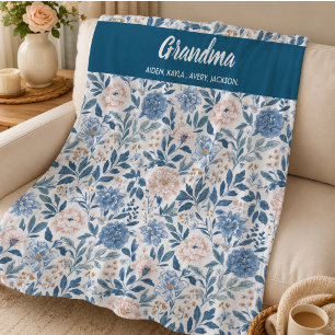 Best Grandma flower Ever   Happy Grandparents day Fleece Blanket