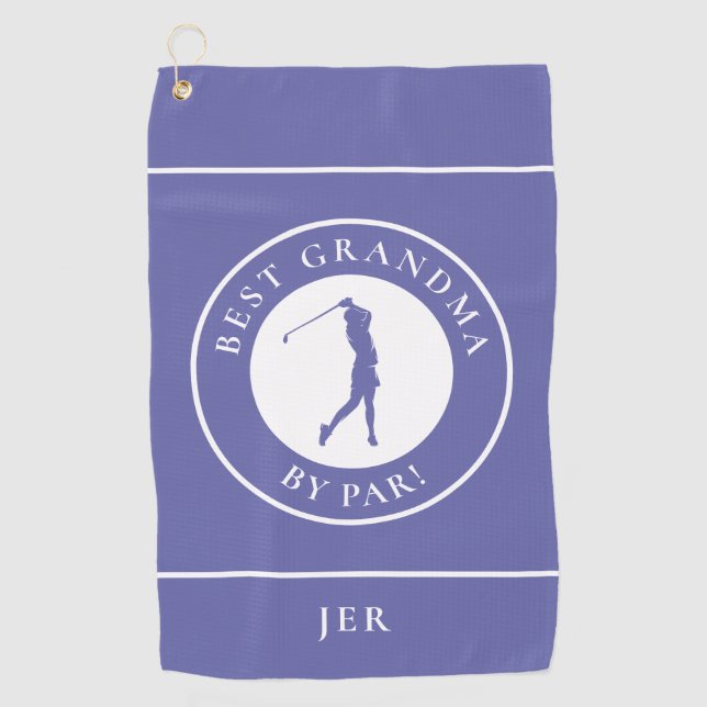 Best Grandma Golfer Monogrammed Sports Pro Blue Golf Towel (Front)