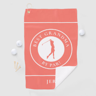Best Grandma Golfer Monogrammed Sports Pro Coral Golf Towel