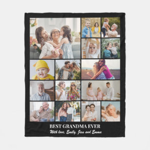 Best Grandma Grandkids Photo Collage 15 Pictures Fleece Blanket