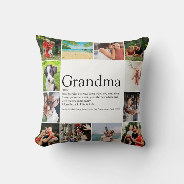 Best Grandma, Granny Definition 12 Photo Collage Cushion (Front)