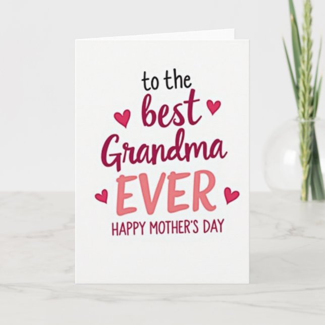 Best Grandma Hearts Day Card (Front)