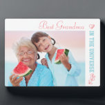 Best Grandma in the Universe Photo Plaque<br><div class="desc">Personalise this pretty photo gift for your grandma (nana, nonna etc). The template is set up ready for you to add your own photo and edit the sample wording if you wish. Sample text currently reads "Best Grandma in the universe". The design has a pretty and feminine colour palette of...</div>