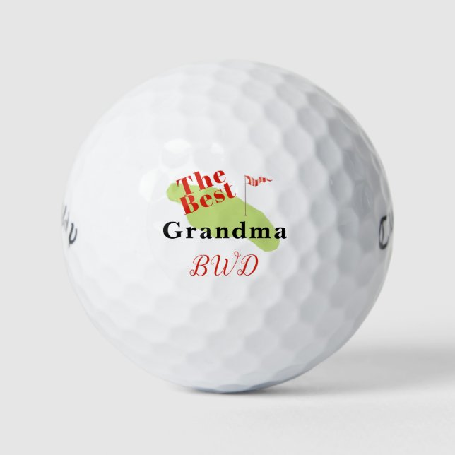Best Grandma Message Monogram Putting Green Golf Balls (Front)