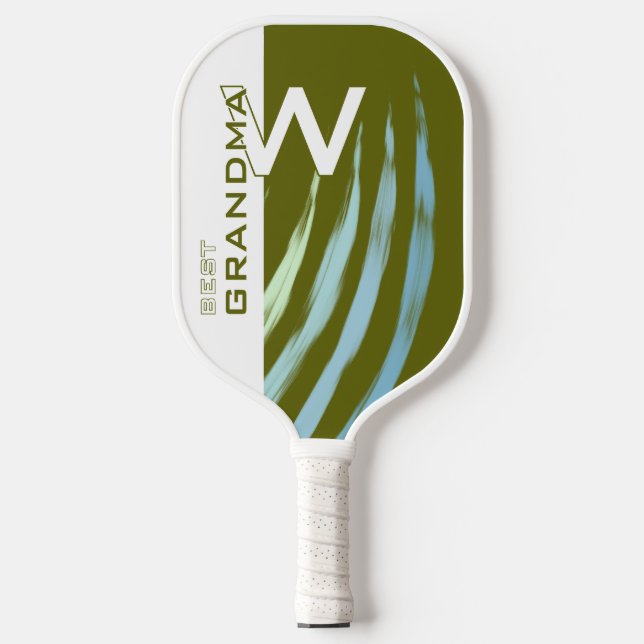 Best Grandma, Monogramed, Light Olive , Pickleball Paddle (Front)