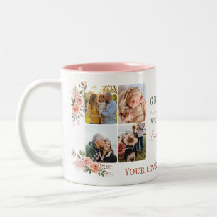 Best Grandma Photo Collage Floral Two-Tone Coffee Mug