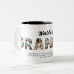 Best Grandma Photo Collage Letter Cutout Birthday Two-Tone Coffee Mug<br><div class="desc">Celebrate the special moments with your grandmother with this Grandma Photo Collage design. This customisable design is perfect for creating a personalised and heartfelt gift for Mother's Day and Birthday celebration. Craft a beautiful collage with the word GRANDMA, featuring cherished moments, creating a visual journey of the precious memories you've...</div>