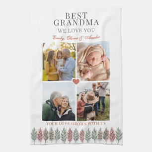 Best Grandma Photo Collage We Love You Tea Towel