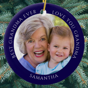Best Grandma Photo Personalised Christmas Ceramic Tree Decoration