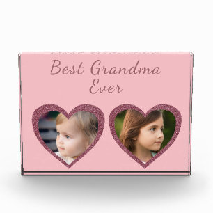 Best Grandma Pink Hearts Custom Kids Photo