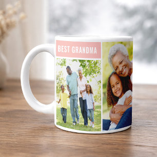 Best Grandma Pink Photo Collage Coffee Mug