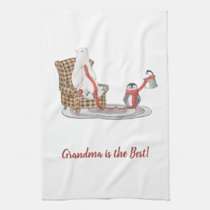 Best Grandma Polar Bear Penguin Friends Winter     Tea Towel