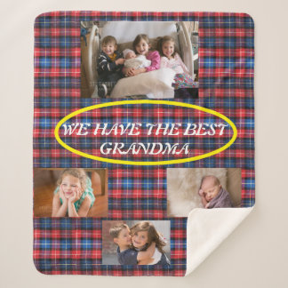 Best Grandma Red Blue Black Plaid 4 photos Sherpa Blanket