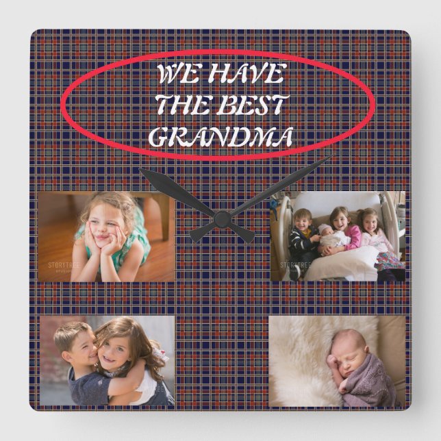 Best Grandma Square Wall Clock (Front)