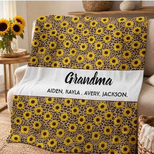 Best Grandma Sunflower Ever   Happy Grandparents  Fleece Blanket