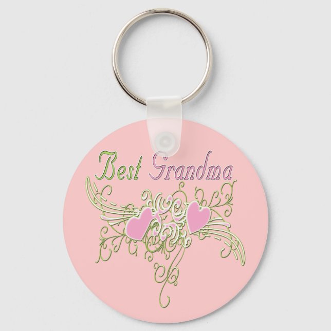 Best Grandma Swirling Hearts Key Ring (Front)