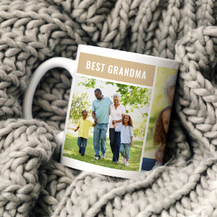Best Grandma Tan Photo Collage Coffee Mug