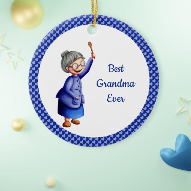 Best Grandmother Ever Blue Heart Christmas Ceramic Tree Decoration (Creator Uploaded)