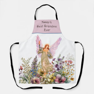 Best Grandmother Ever Floral Flower Angel Apron